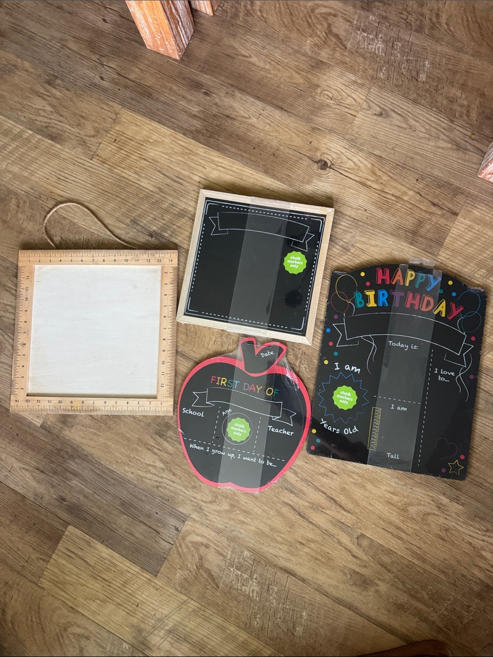 Lot of 4 Birthday, Milestone, and School Chalkboard Signs